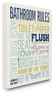 Bathroom Rules Aqua Blue Green and Purple Colorful Typography, Canvas, 30"x40"