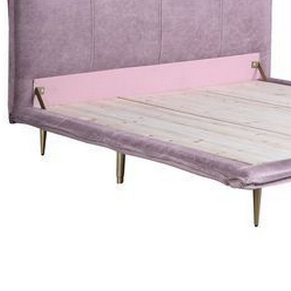 Benzara BM266453 King Bed With Faux Leather Upholstery, Pink