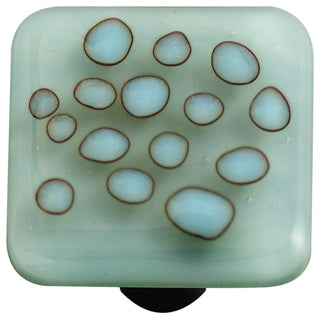 Art Glass Reactive Knob, Black Post, Reactive Clear Powder Blue