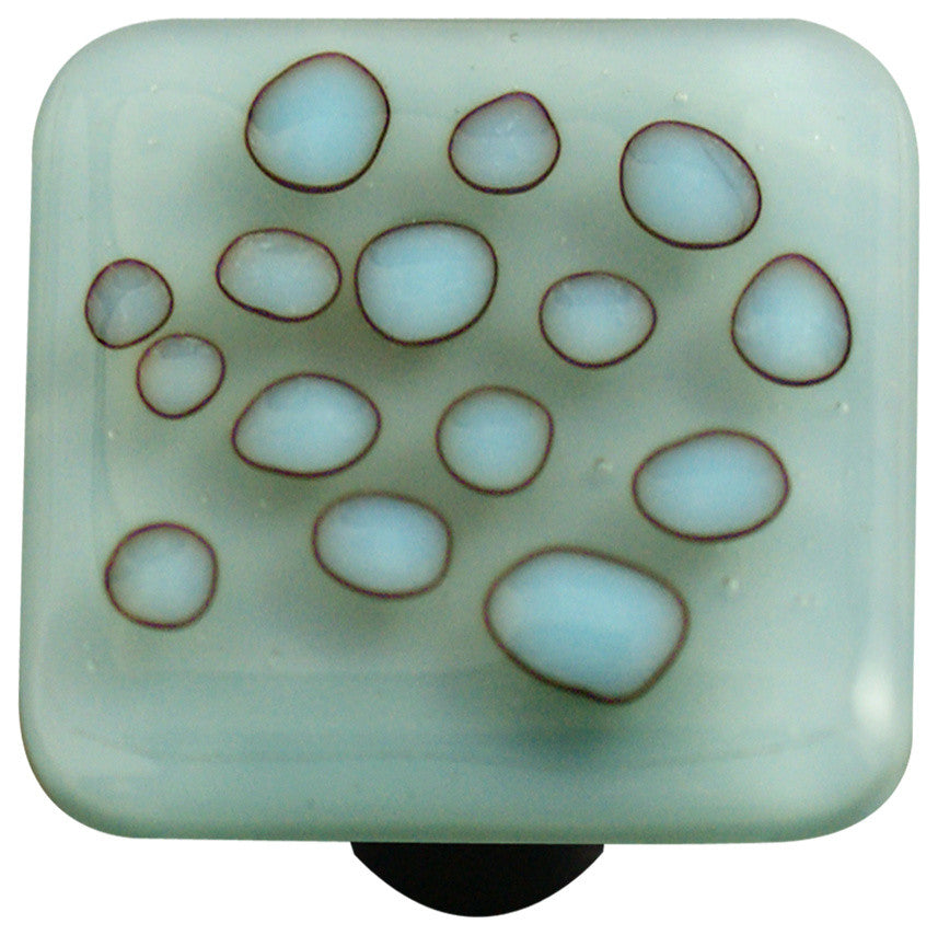 Art Glass Reactive Knob, Black Post, Reactive Clear Powder Blue