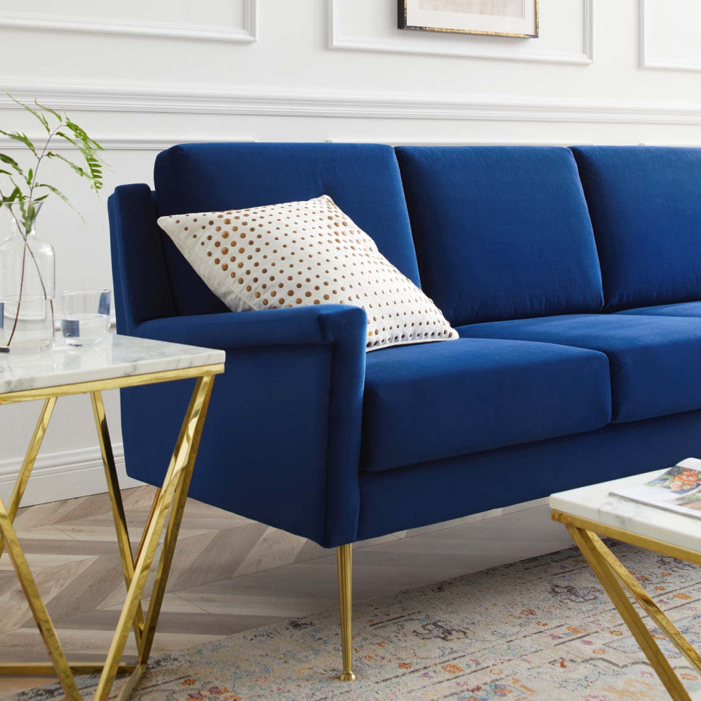 Chesapeake Performance Velvet Sofa-Gold Navy