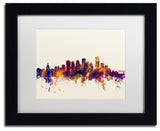 Michael Tompsett 'Edmonton Canada Skyline' Matted Framed Art, White Mat, 14"x11"