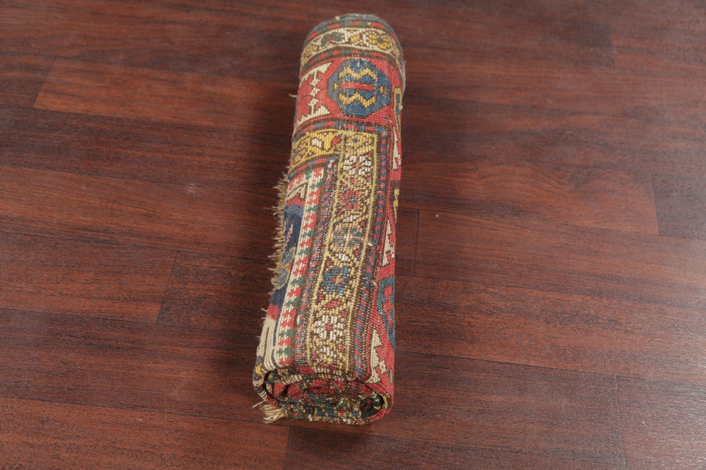 Consigned, Antique Hand-Knotted Oriental Traditional Russian Area Rug, 5'4"x4'1