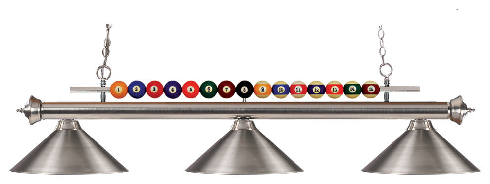 Shark Collection 3 Light Billiard Light in Brushed Nickel Finish