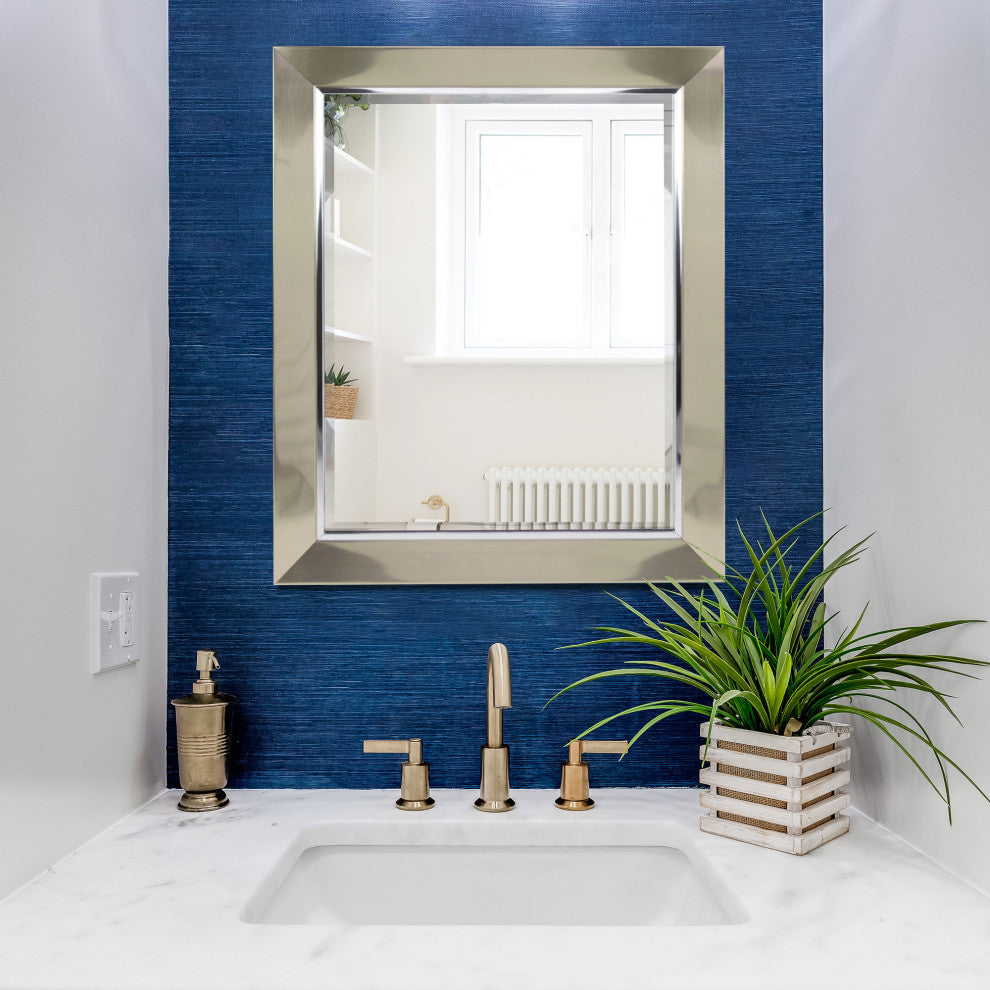 Head West Brushed Nickel Frame Vanity Mirror with Chrome Liner - 17" x 29"