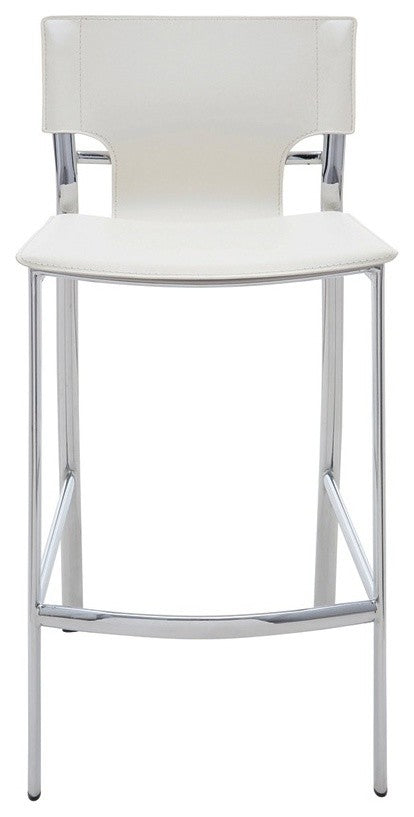Lisbon Leather Counter Stool by Nuevo, White Leather