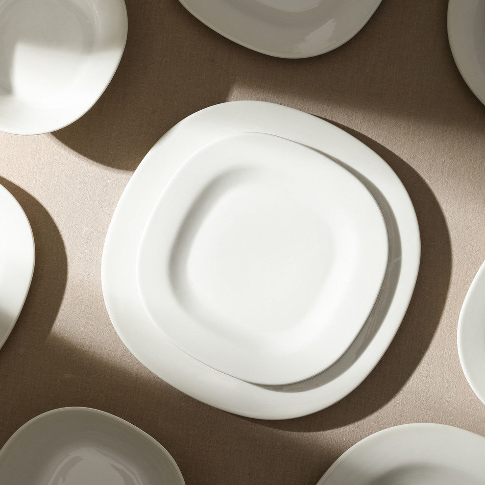 Stone Lain Quadro Porcelain Salad Plate Set of 4, White