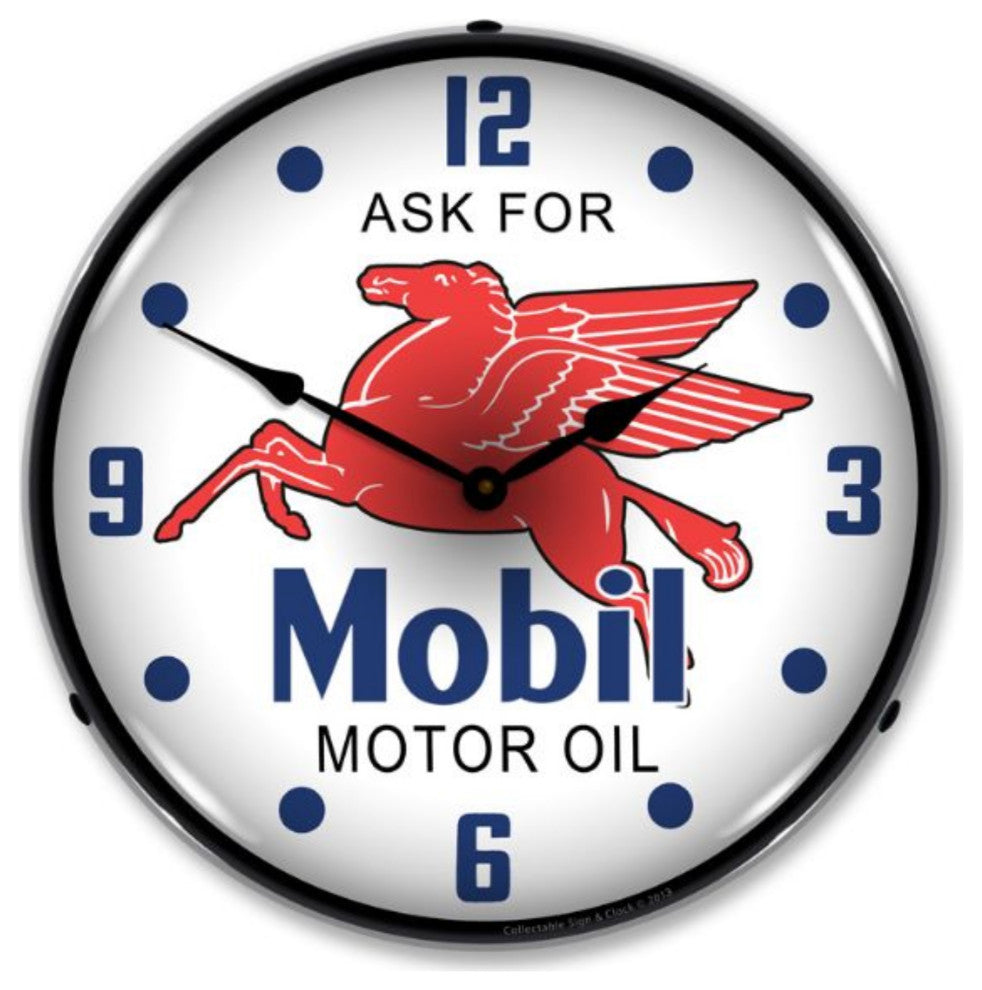 1304436 Mobil Oil Clock