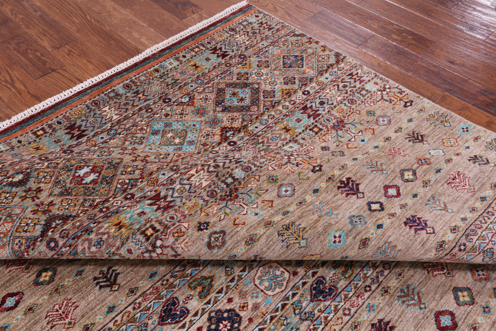 6' 11" X 9' 7" Super Kazak Khorjin Handmade Wool Rug Q10315