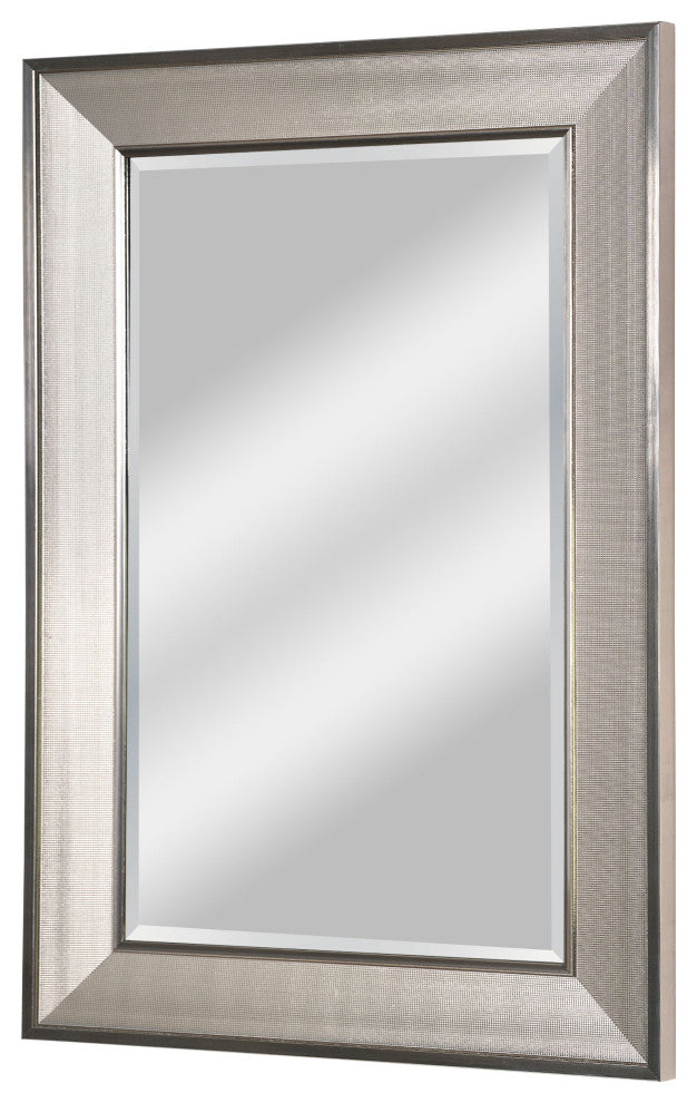 Brushed Nickel Pave Textured Frame Beveled Edge Accent Mirror - 24 x 36