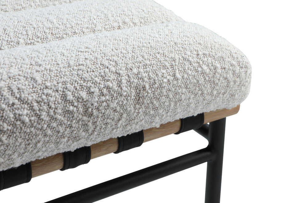 Burke Upholstered Dining Chair (Set of 2), Cream, Boucle Fabric, White Oak Veneer Metal Dowel