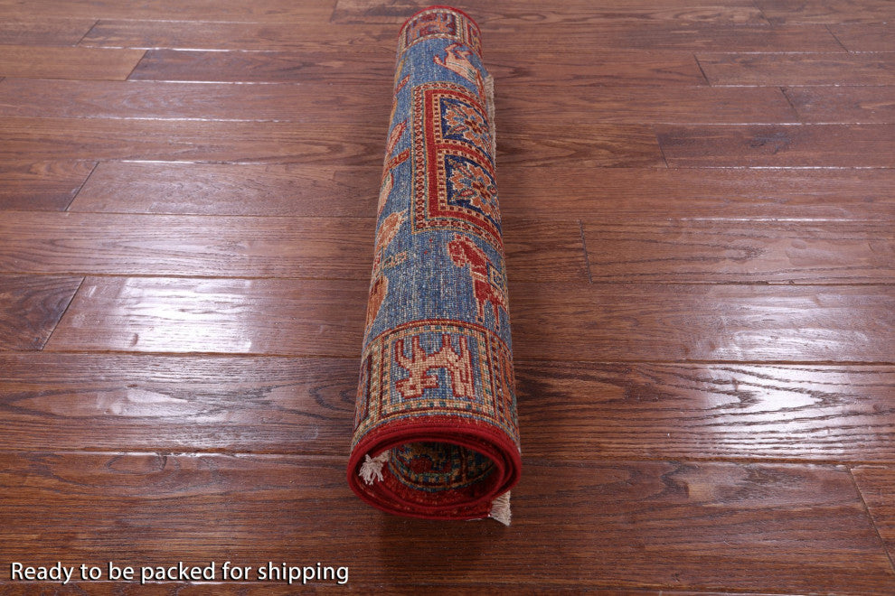 2' 9" X 4' 2" Hand-Knotted Antiqued Pazyryk Historical Design Rug Q10875