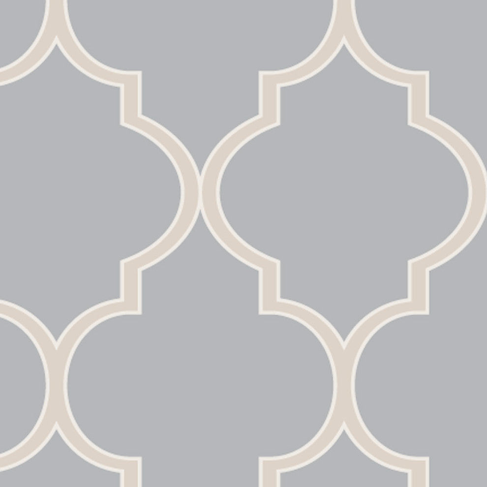 Moroccan Peel and Stick Vinyl Wallpaper, Cool Light Gray, 24" X 60"