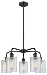 Cobbleskill 5-Light 23" Stem Chandelier, Matte Black Finish, Clear Shade
