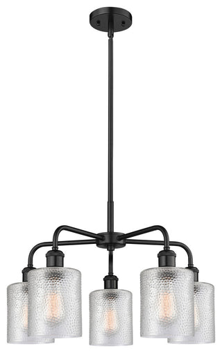 Cobbleskill 5-Light 23" Stem Chandelier, Matte Black Finish, Clear Shade
