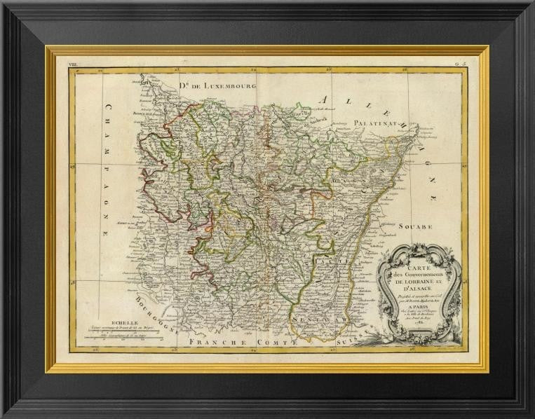 "Lorraine, Alsace, 1786" Framed Canvas Giclee by Rigobert Bonne, 20x16"