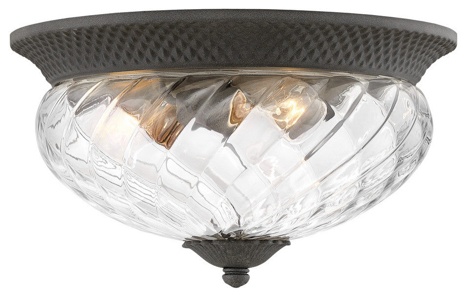 Hinkley Plantation 3-Light Outdoor Flush Mount, Museum Black