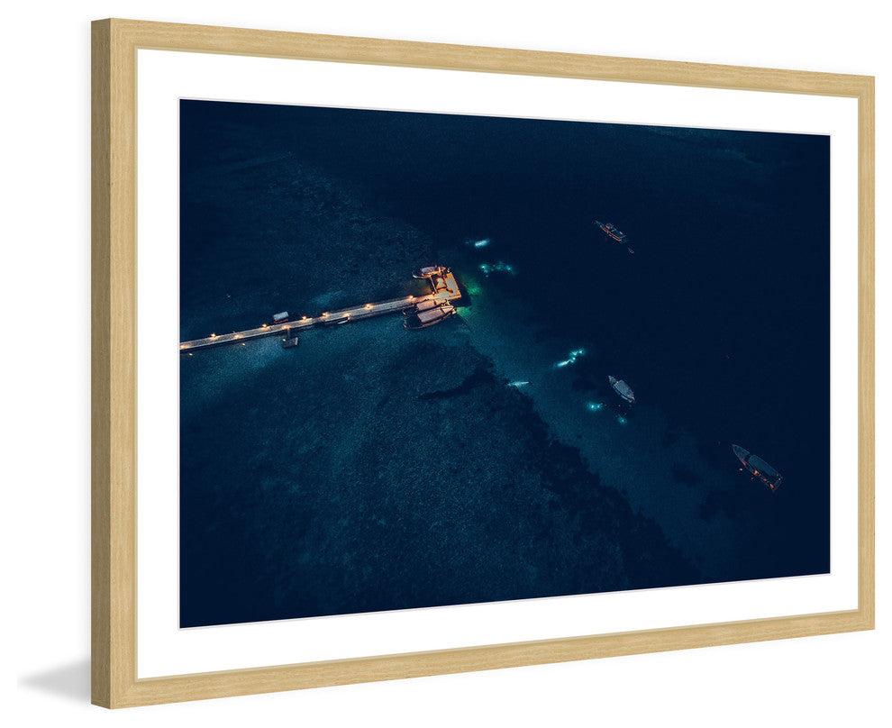 "Dock at Night" Framed Painting Print