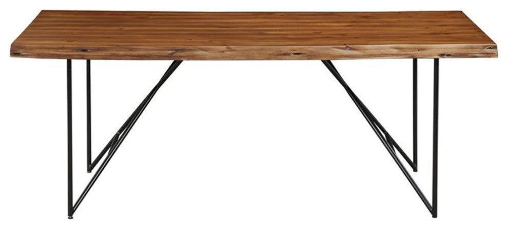 Alpine Furniture Live Edge Solid Wood Dining Table in Light Walnut (Brown)