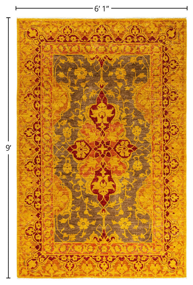 Overdyed, One-of-a-Kind Hand-Knotted Area Rug Brown, 6'1"x9'0"