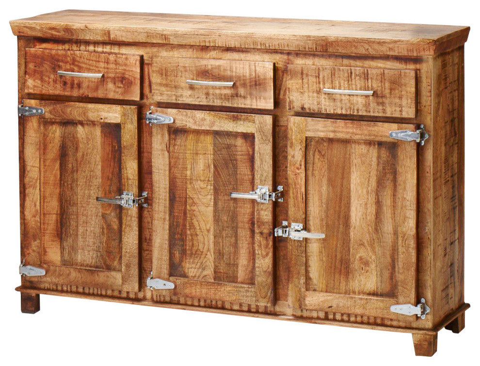 40" Reclaimed Wood Rustic Sideboard Cabinet 2 Doors Icebox Lock