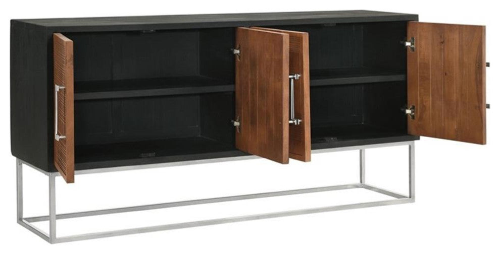 Coaster Borman 4-door Contemporary Wood Accent Cabinet in Walnut and Black