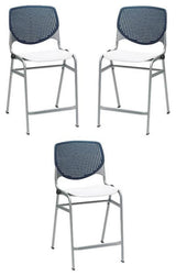 Home Square Plastic Counter Stool in Navy Back - Set of 3
