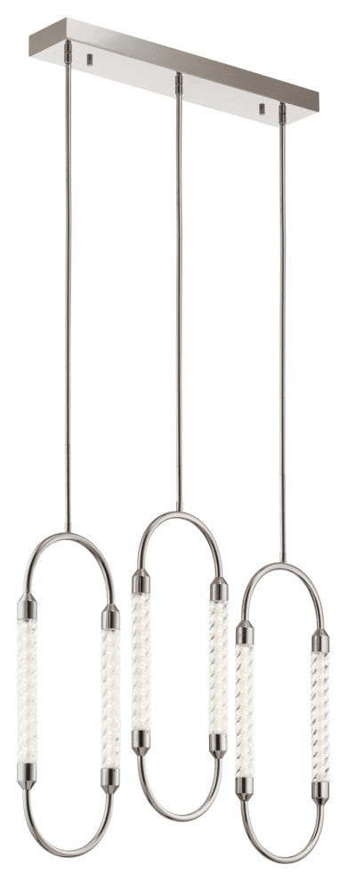 Delsey Polished Nickel Linear Chandelier 3-Light LED