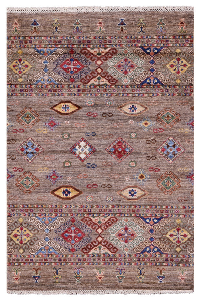 Khorjin Super Kazak Handmade Wool Rug 3' 7" X 5' 2" Q10031