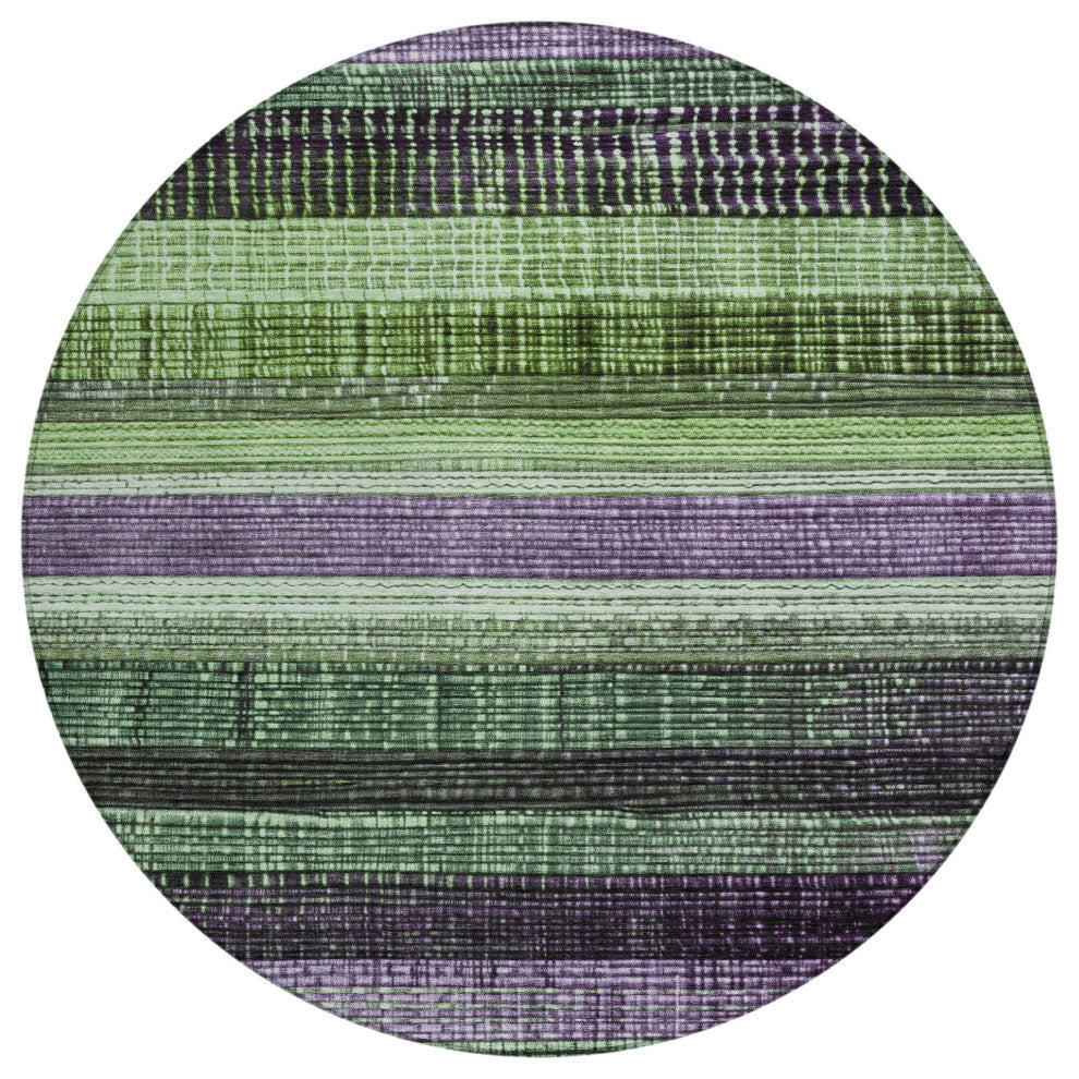 Machine Washable Indoor/Outdoor Chantille ACN1873 Purple 8' x 8' Round Rug