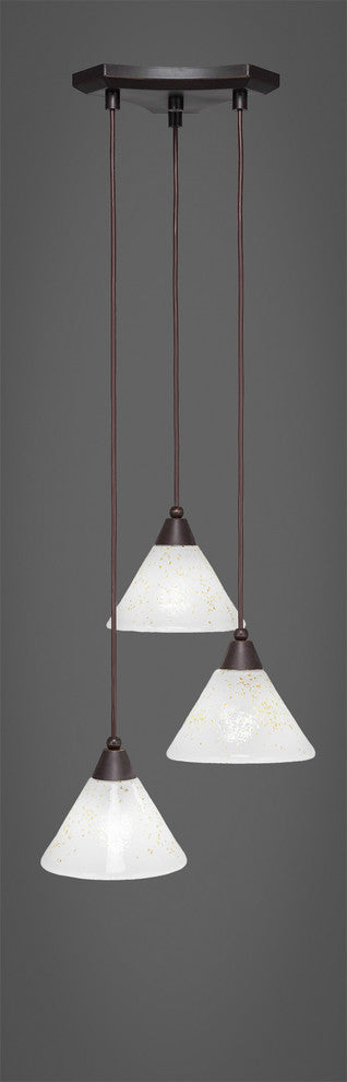 Europa 3-Light Cluster Pendalier, Dark Granite/Gold Ice