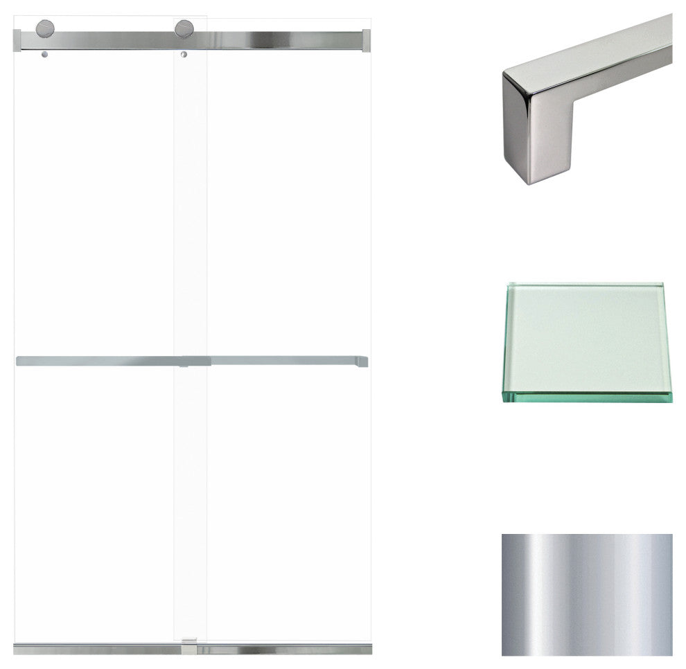 Transolid Brianna 48" W x 80" H Frameless Sliding Shower Door, Polished Chrome