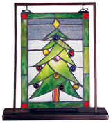 Meyda Lighting 69658 9.5"W X 10.5"H Christmas Tree Lighted Mini Tabletop Window