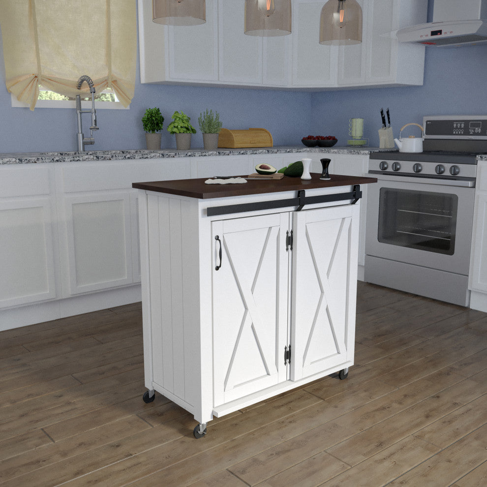 Elliott Barn-Door Kitchen Cart