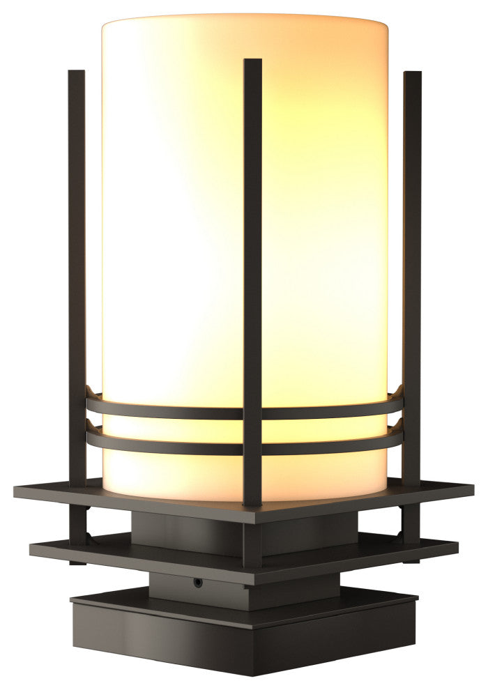 Banded Outdoor Pier Mount, Coastal Dark Smoke Finish, Opal Glass