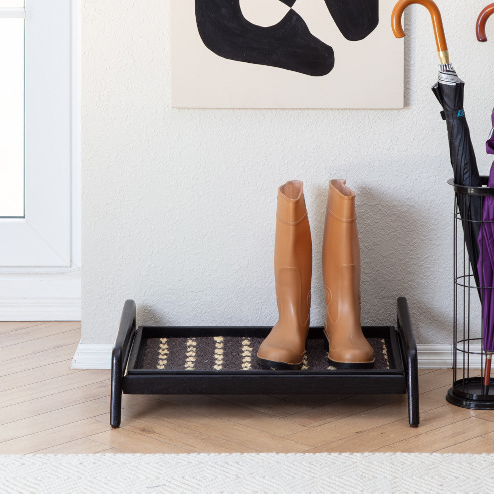Single-Tier Black Stand With 2-Pair Rubber Boot Tray Stevie and Paul