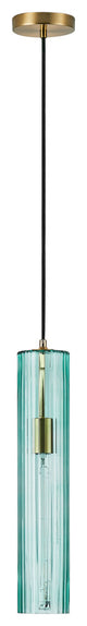 Modern Green Textured Glass Cylinder Pendant Light Fixture