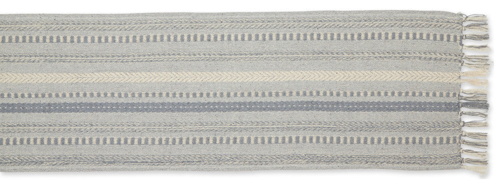Cool Gray Braided Stripe Table Runner 15x108