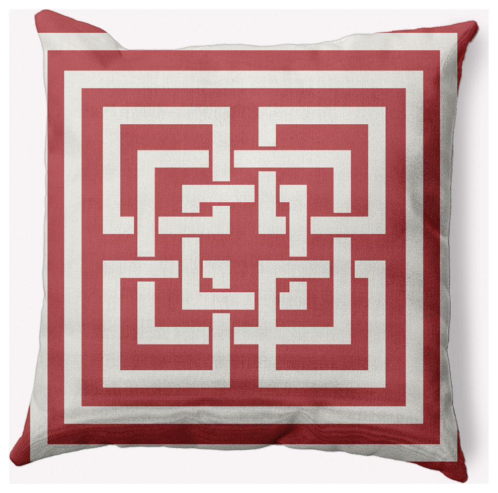 26x26" Greek New Key Nautical Decorative Indoor Pillow, Ligonberry Red