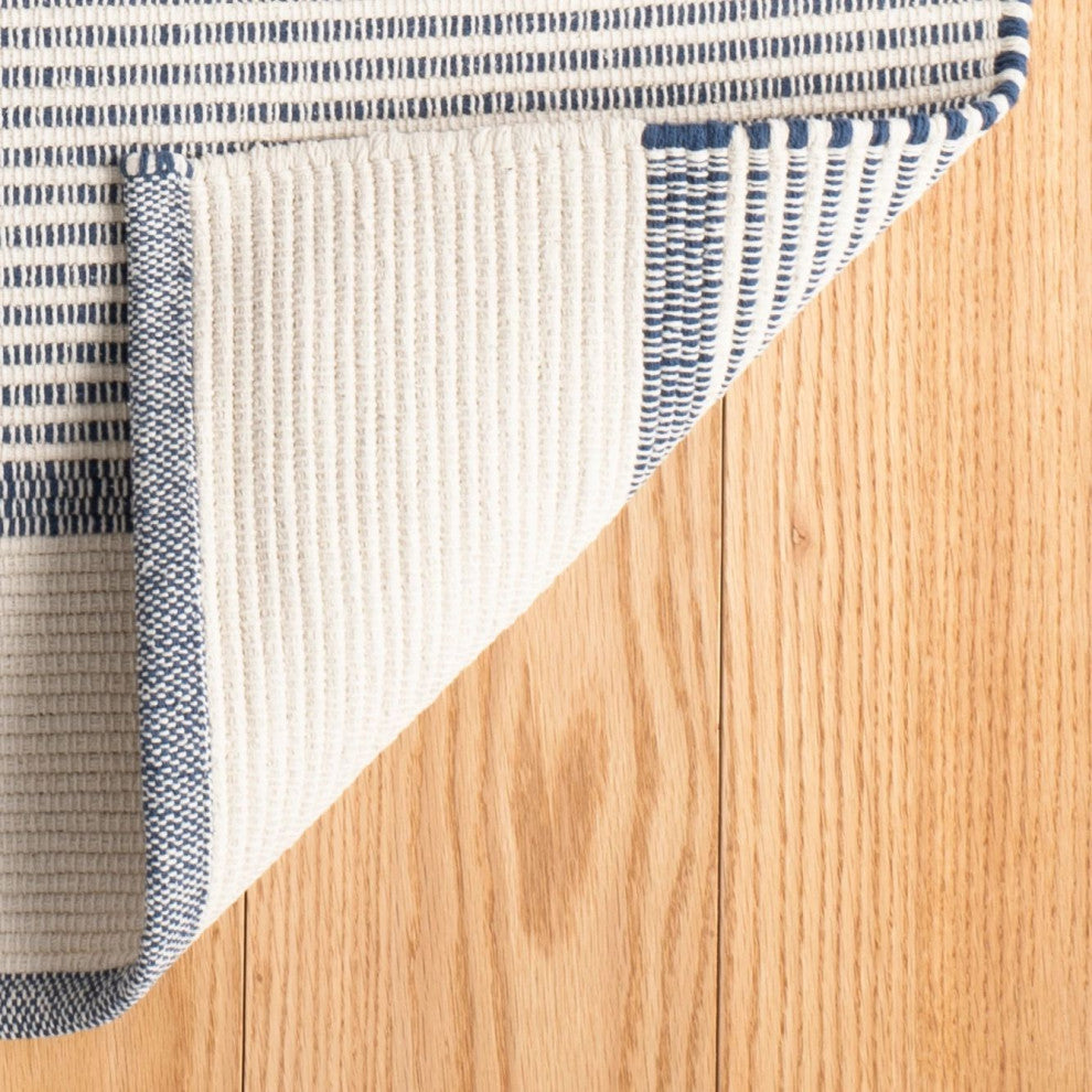 Mark D. Sikes x Dash & Albert La Mirada Navy Cotton Rug, Blue, 2'6" x 8'