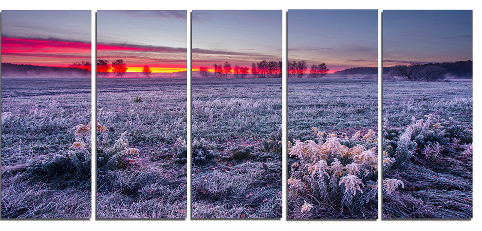 "Colorful Cold Frosty Morning" Landscape Print Wall Artwork, 5 Panels, 60"x28"