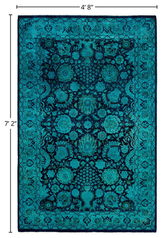 Overdyed, One-of-a-Kind Hand-Knotted Area Rug Blue, 4'8"x7'2"