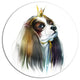 Cute Little Dog In Crown, Modern Animal Round Wall Art, 23"