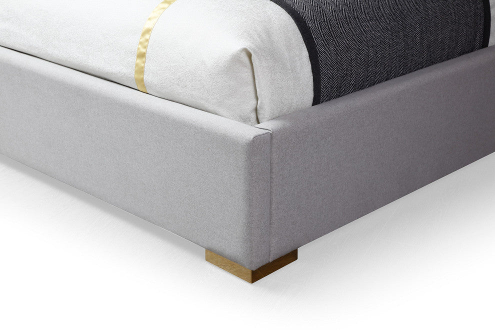 Modrest Athena and Rothsay Modern Grey Fabric, Wenge, Gold Bedroom Set