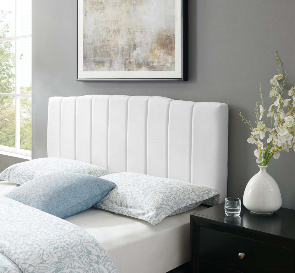 Tufted Headboard, King Size, Velvet, White, Modern Contemporary, Bedroom Master