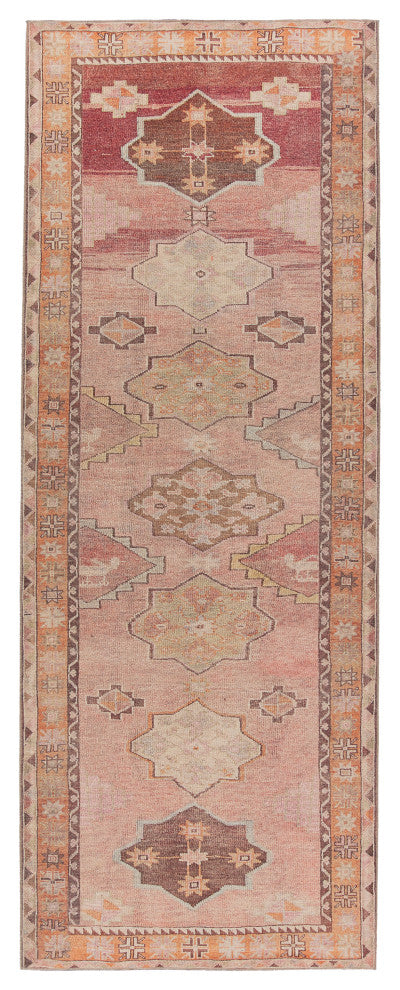Machine Washable Jaipur Living Jesse Medallion Orange/ Pink Runner Rug 3'X10'