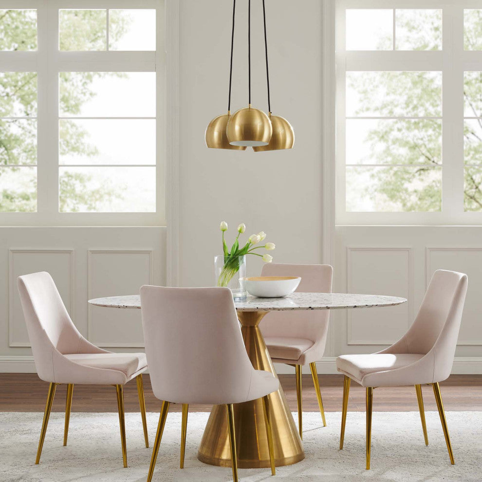 Chalice 3-Light Metal Pendant, Satin Brass