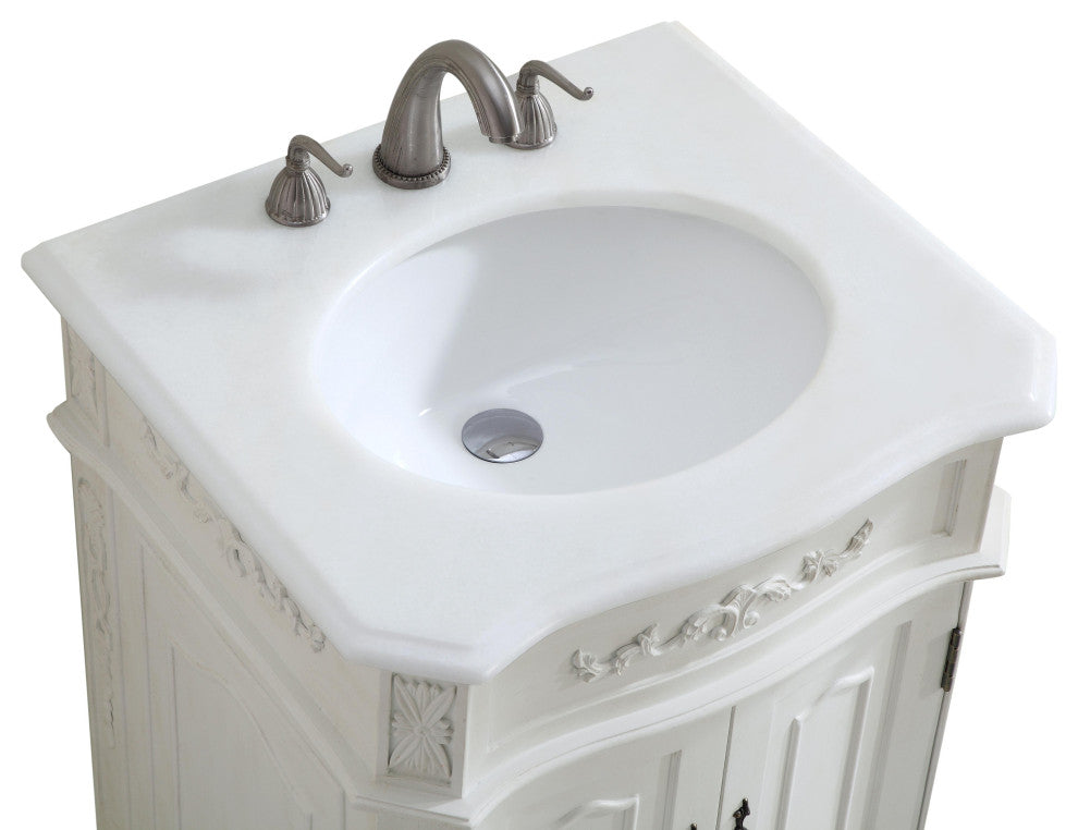 Bathroom Vanity, Antique White, 24", Single Sink