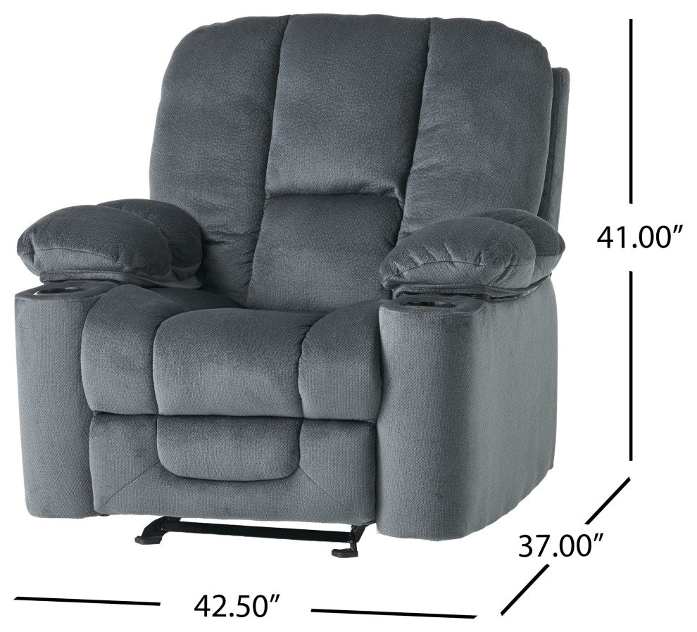 GDF Studio Raymond Steel Gray Fabric Glider Recliner