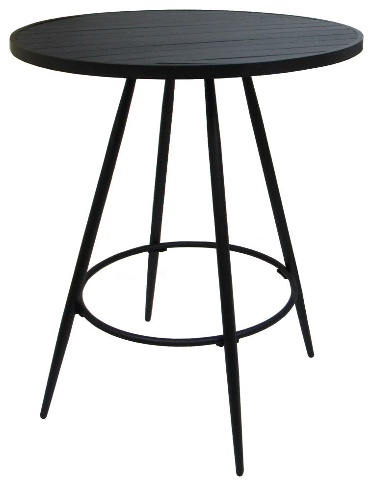Outdoor Patio Bar Pub Set - 30" Erin Stools - Black Frame, Multi Sun Stripe - Black, 30"